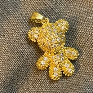 3D 18k Gold Teddy Bear Pendant